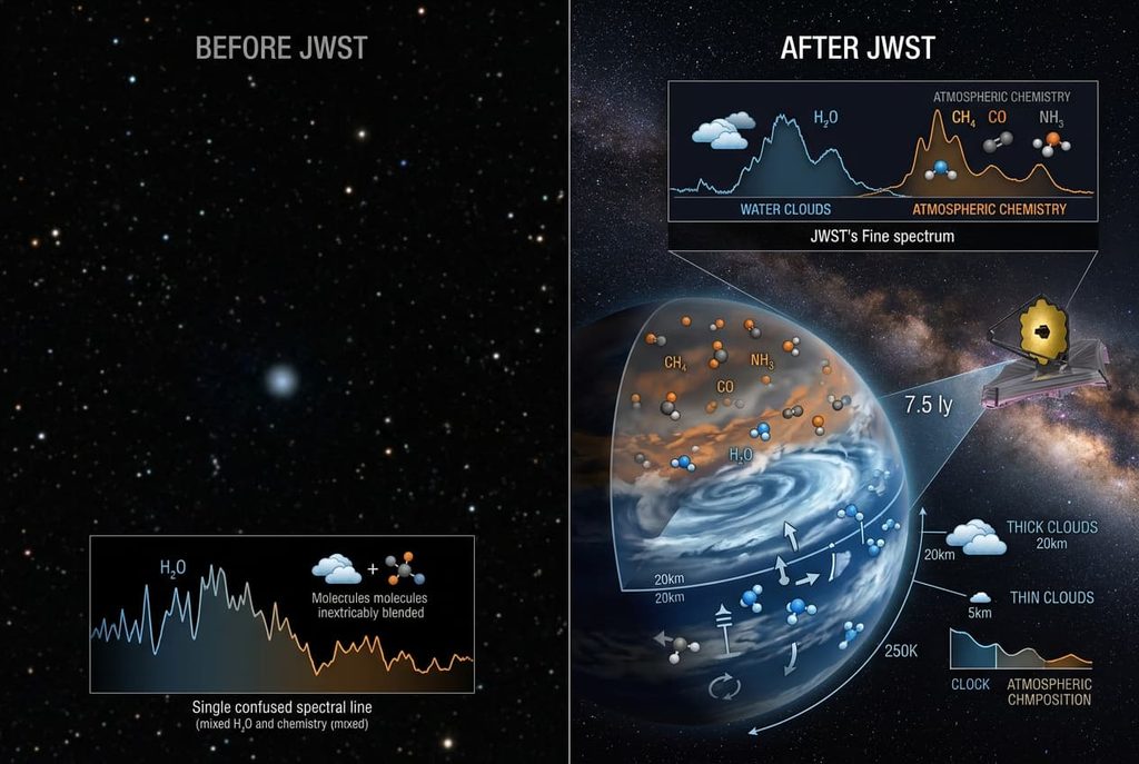 Ci sono Nuvole d’acqua che cambiano a 7,5 anni luce dalla Terra Futuro Prossimo
